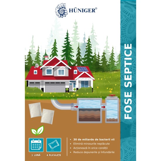 Hüniger® Pliculețe concentrate cu microorganisme și enzime pentru descompunerea conținutului foselor septice – pentru 1 lună Hüniger® Pliculețe concentrate cu microorganisme și enzime pentru descompunerea conținutului foselor septice – pentru 1 lună